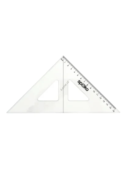 trojúhelník s ryskou, 16 cm, transparentní