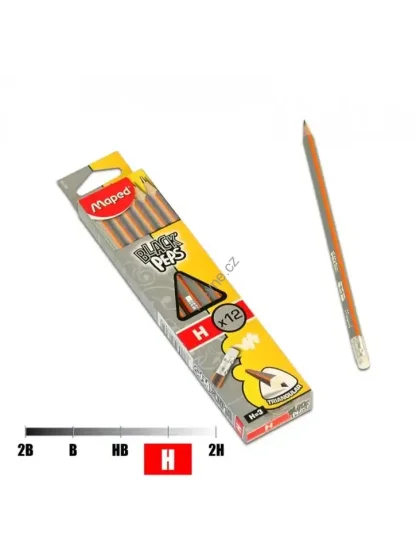 tužka, trojhranná, s pryží, H