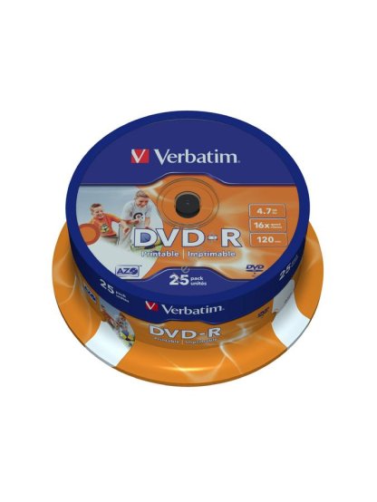VERBATIM DVD-R 4,7GB 16x PRINT. spindl 25ks