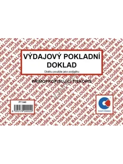 Výdajový pokladní doklad, samopropisující, Baloušek PT 040