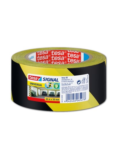 značkovací páska pro dočasné značení, 66 m x 50 mm, PP, žlutá/černá