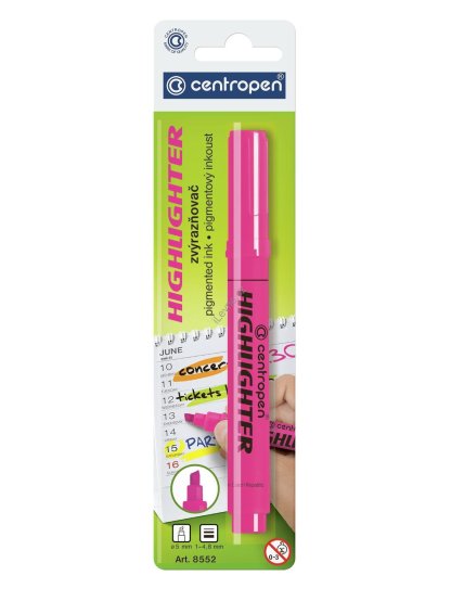 Zvýrazňovač Centropen Highliter 8552, 1-4,6 mm, růžový