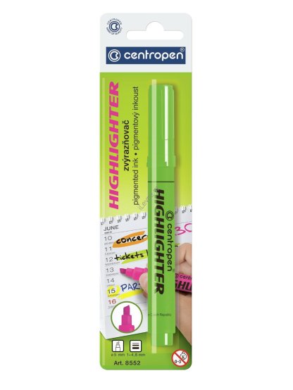 Zvýrazňovač Centropen Highliter 8552, 1-4,6 mm, zelený