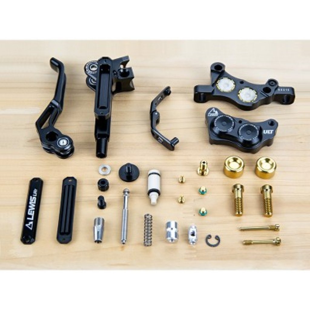 Hydraulické kotoučové brzdy Lewis - LHT Ultimate Brake Set - Titanové šrouby a pístky - stříbrné