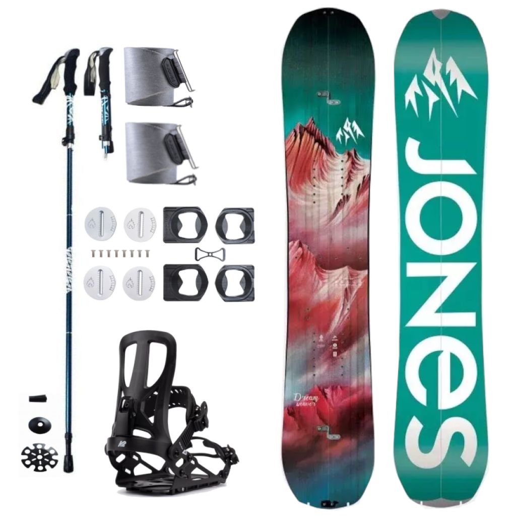 Splitboard set JONES Dream Weaver Black dámský + pásy + vázání + hole