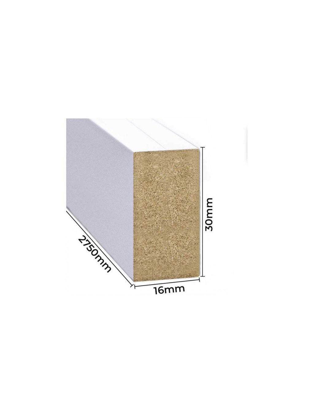 Drevené lamely na stenu biela mat 3cm x 1,6cm x 275cm