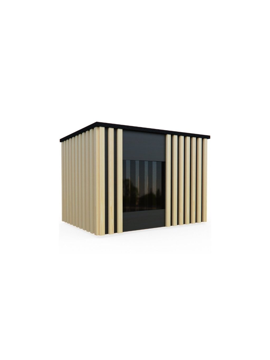 Psia búda XXL MODERN ELEGANCE – zateplená, drevená, so závesom