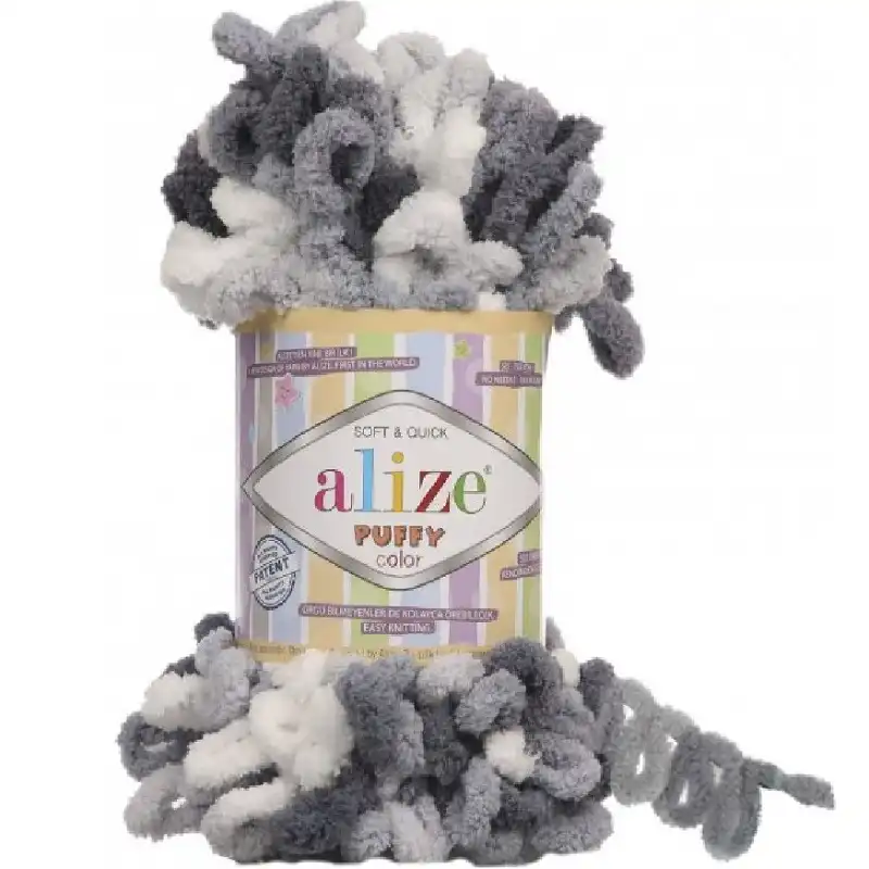 Pletací příze Alize Puffy color 100 g Varianta: 7 (5925) šedá, Balení: 1 ks