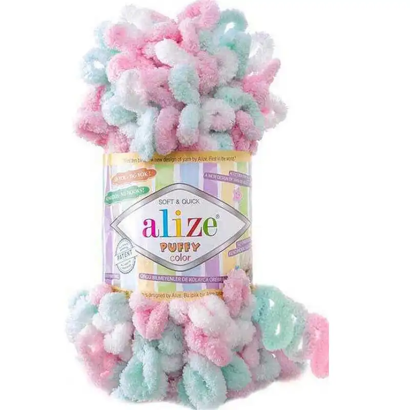 Pletací příze Alize Puffy color 100 g Varianta: 12 (6052) mint růžová světlá, Balení: 1 ks