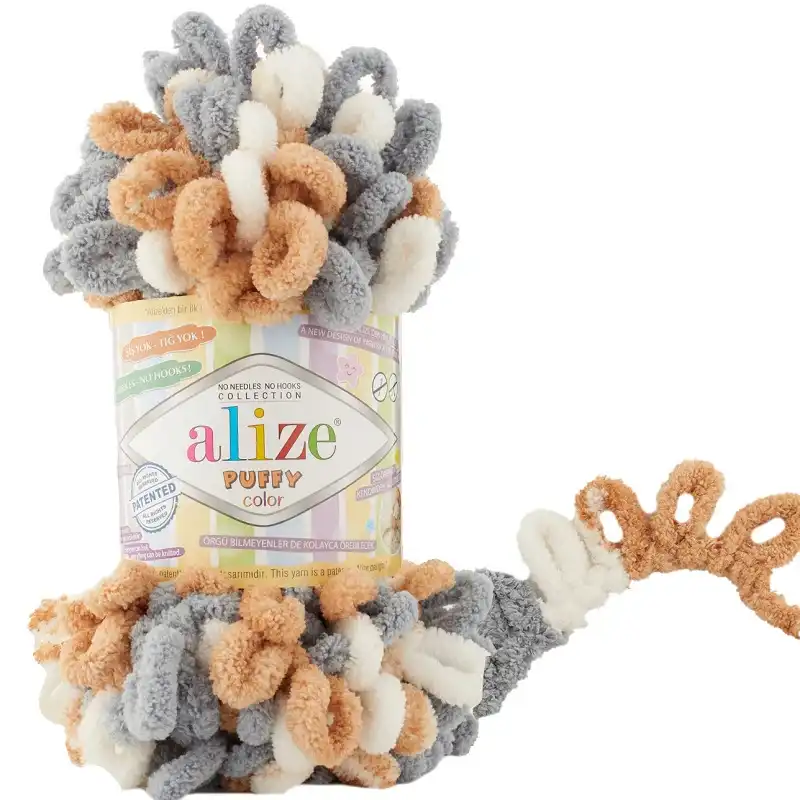 Alize Puffy Color Puffy Color: 6395 bílá-šedomodrá-béžová