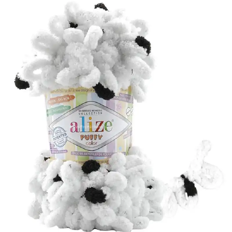 Alize Puffy Color Puffy Color: 6450 bílá s černými proužky