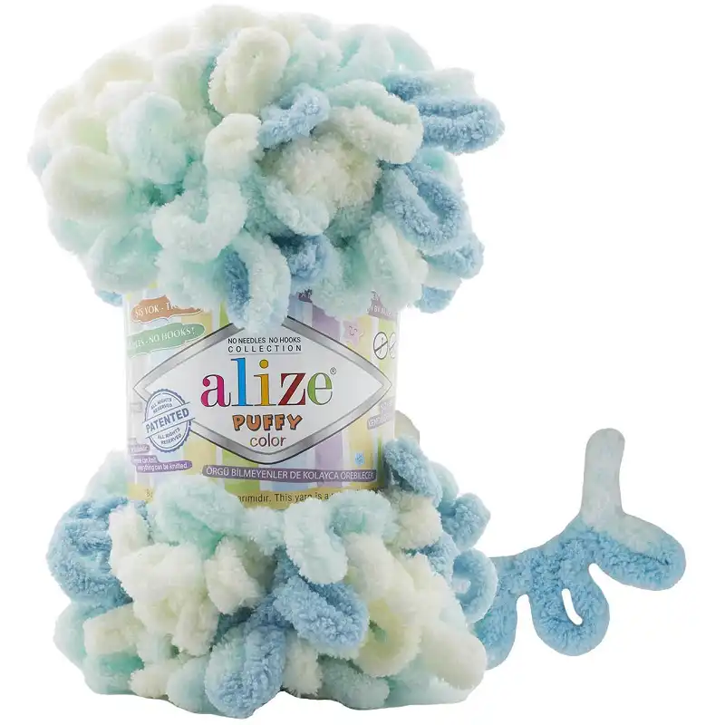 Alize Puffy Color 6461 Smetanová-mint-aqua