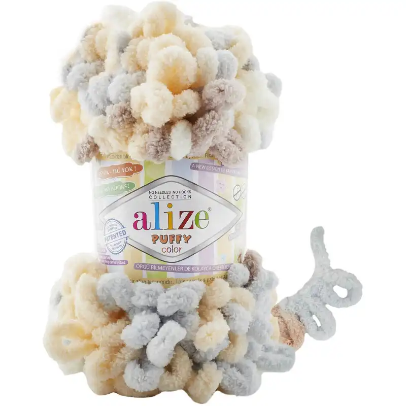 Alize Příze Puffy color 6463 hnědo-modrošedo-meruňková