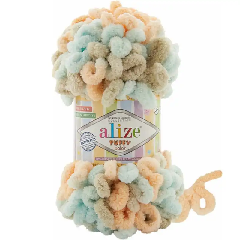 Alize Příze Puffy color 8013 meruňko-béžovo-mint