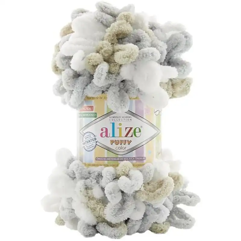 Alize Příze Puffy color 8014 béžovo-šedo-světlá