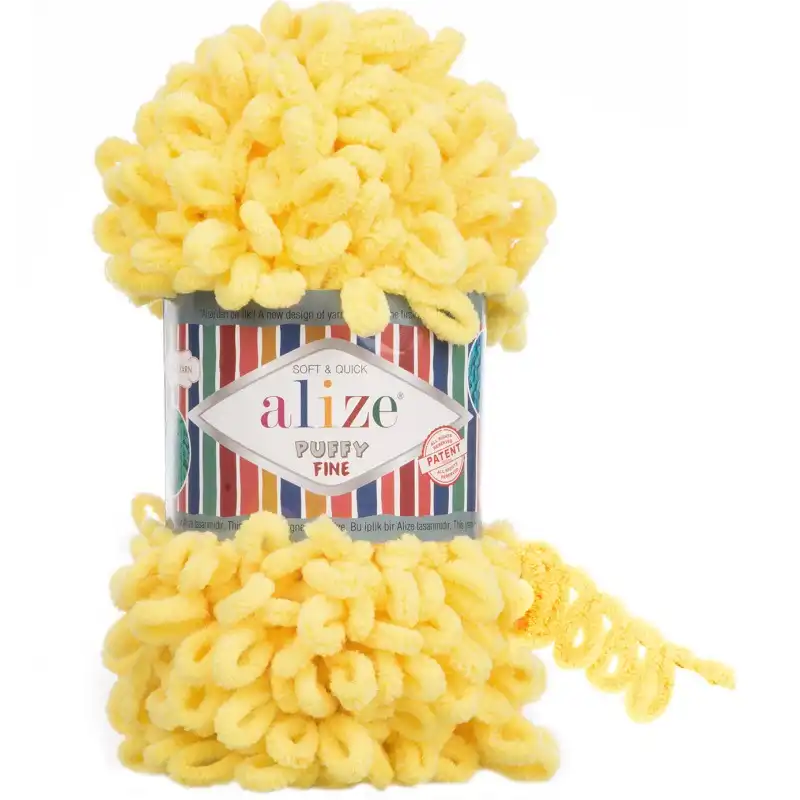 Pletací příze Alize Puffy Fine 100 g Varianta: 4 (113) žlutá, Balení: 1 ks