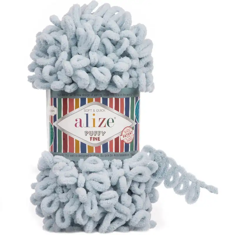 Pletací příze Alize Puffy Fine 100 g Varianta: 5 (500) modrošedá sv., Balení: 1 ks