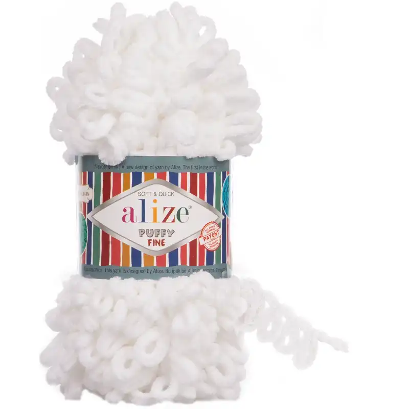 Pletací příze Alize Puffy Fine 100 g Varianta: 1 (55) bílá, Balení: 1 ks