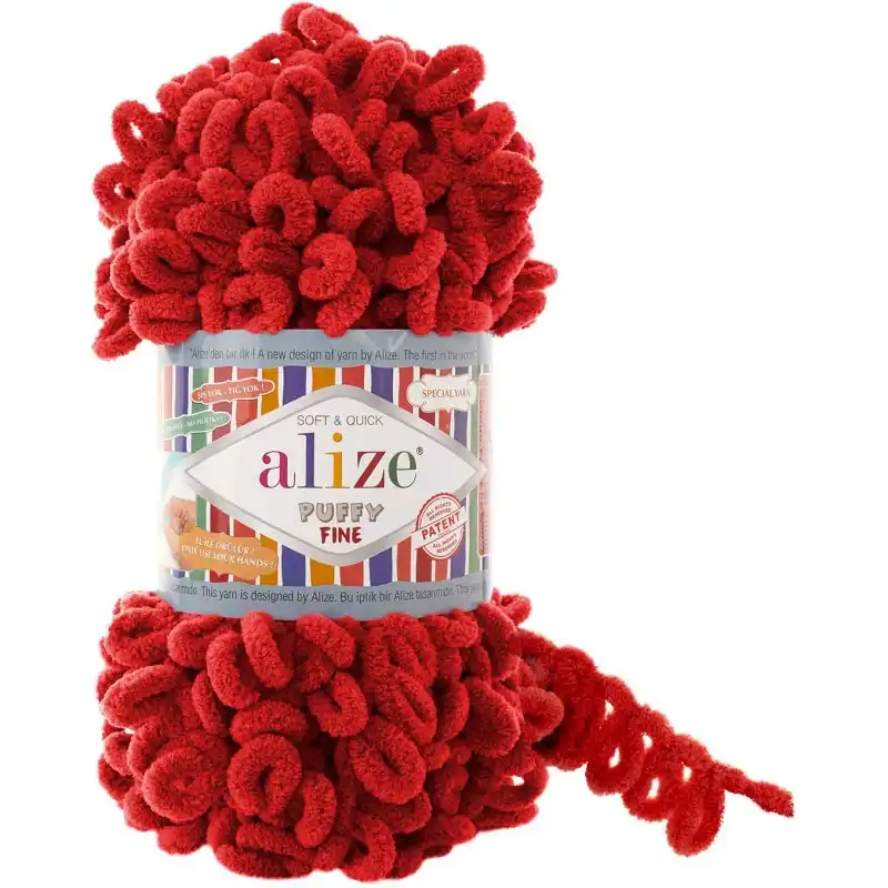 Alize Příze Puffy FINE 56 červená