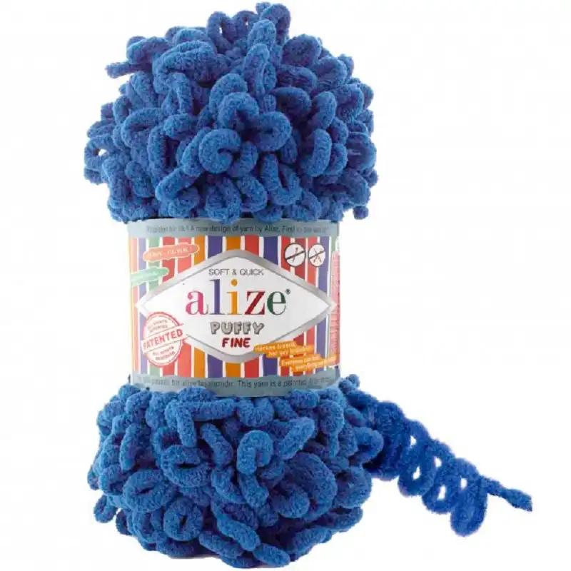 Pletací příze Alize Puffy Fine 100 g Varianta: 10 (637) modrá jeans, Balení: 1 ks