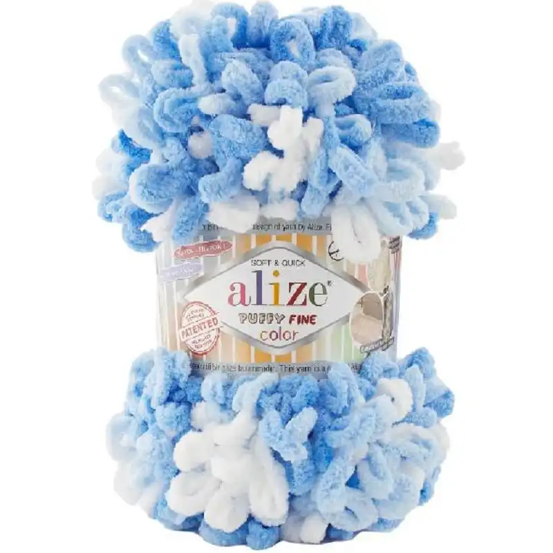 Alize Příze Puffy FINE color 6371 modro-bílá