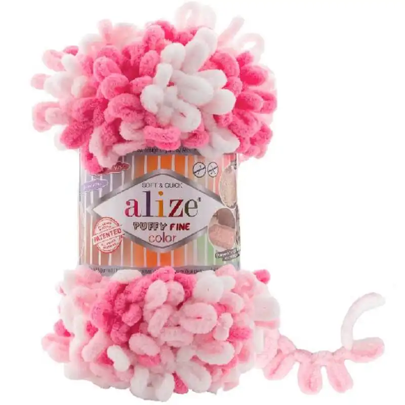 Alize Puffy Fine Color 6383 Růžová-bílá