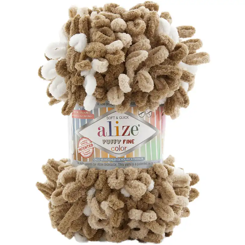 Alize Příze Puffy FINE color 8054 hnědo-světlá