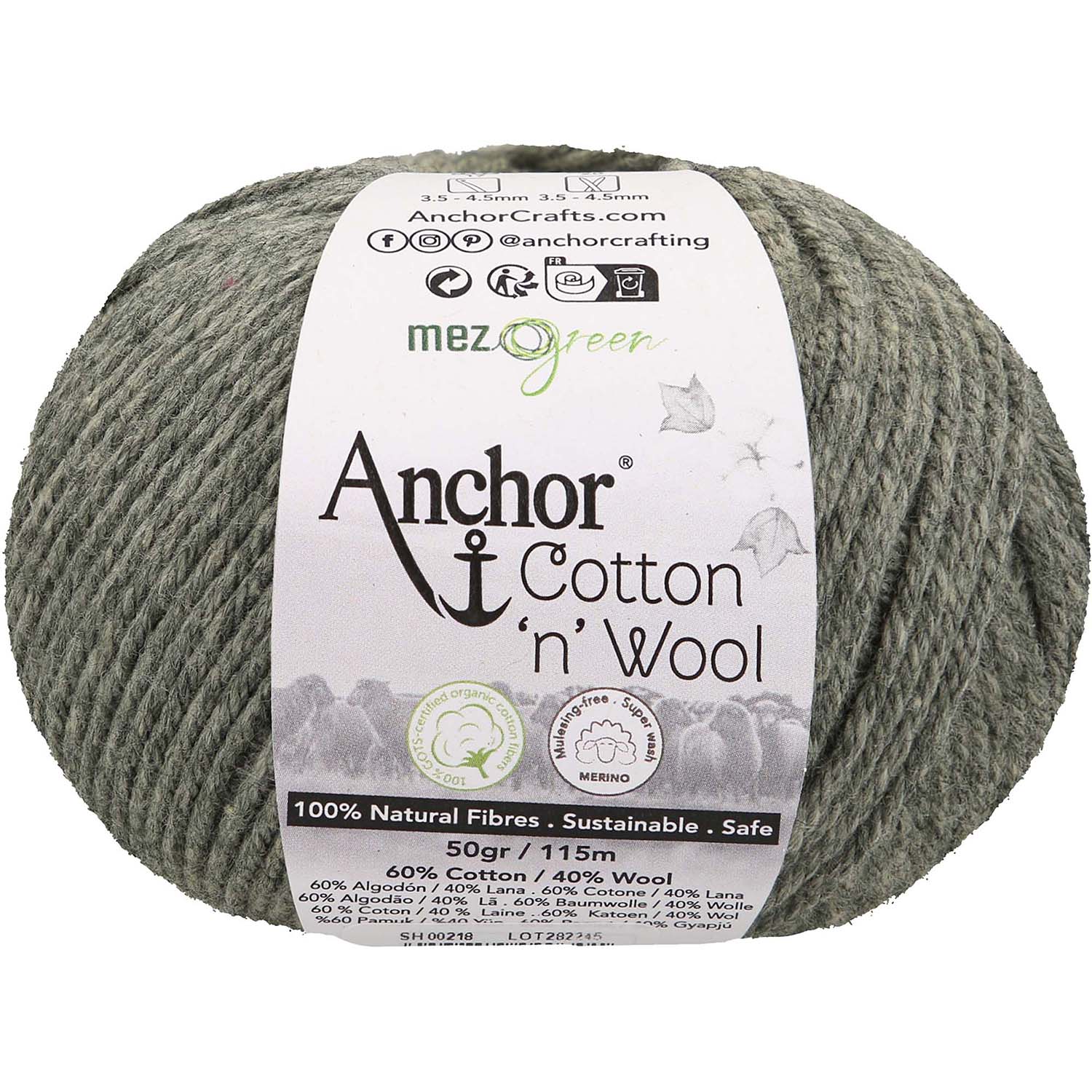 Anchor Cotton Wool 218 Šedý melír
