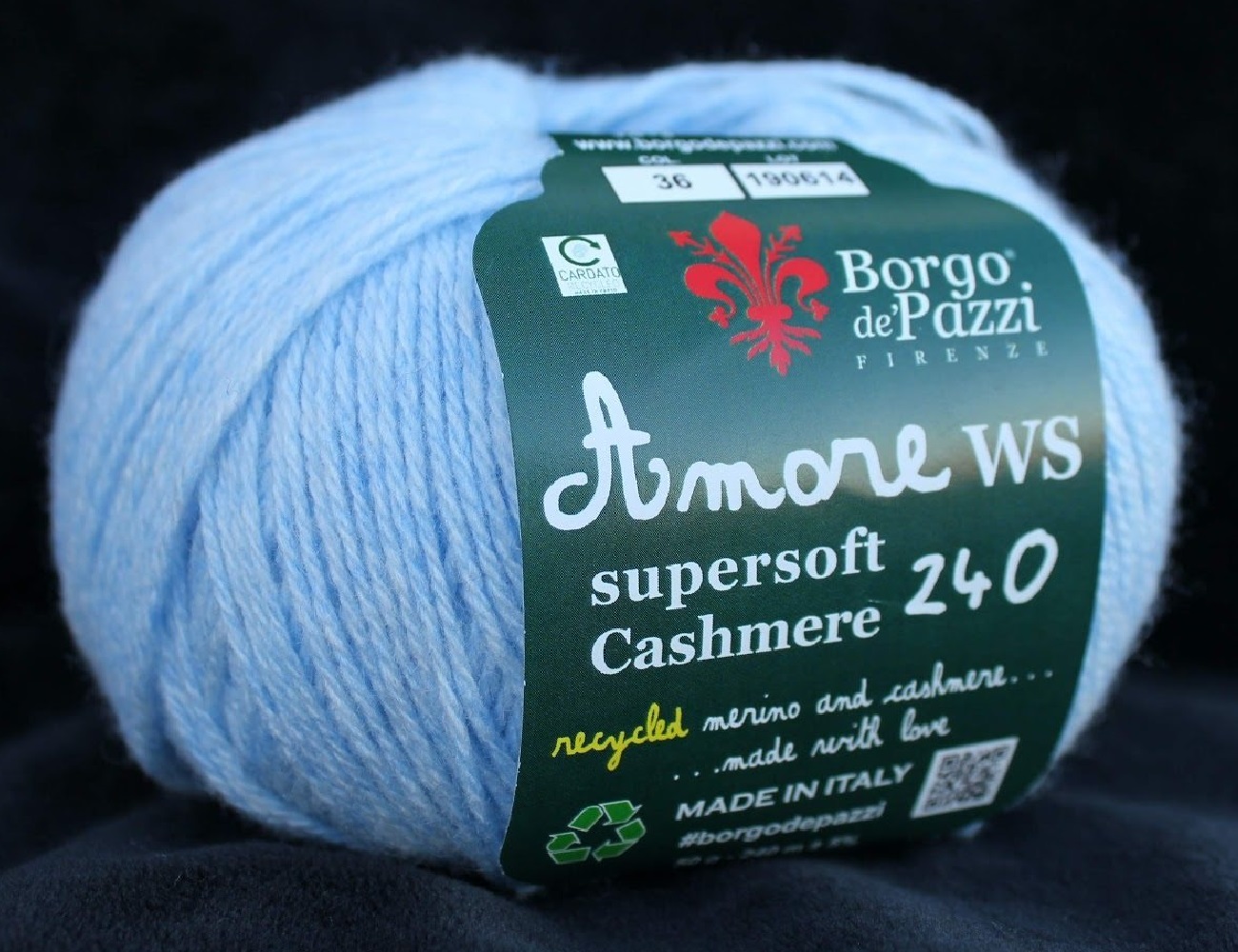 Borgo de Pazzi Amore WS Super soft Cashmere 240 Světle modrá 36