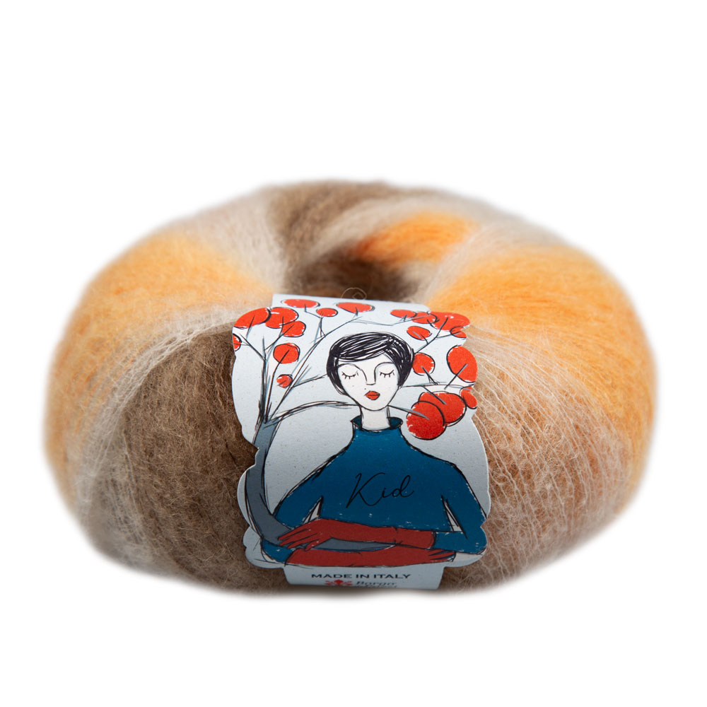 Borgo de Pazzi Kid mohér 2 Hnědá, bílá natur a oranžová