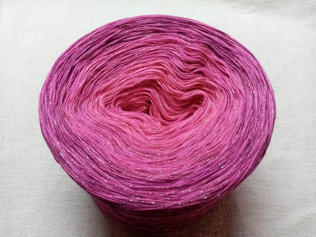 Fuchsiové ombré 3-nitka 1000m s lurexem