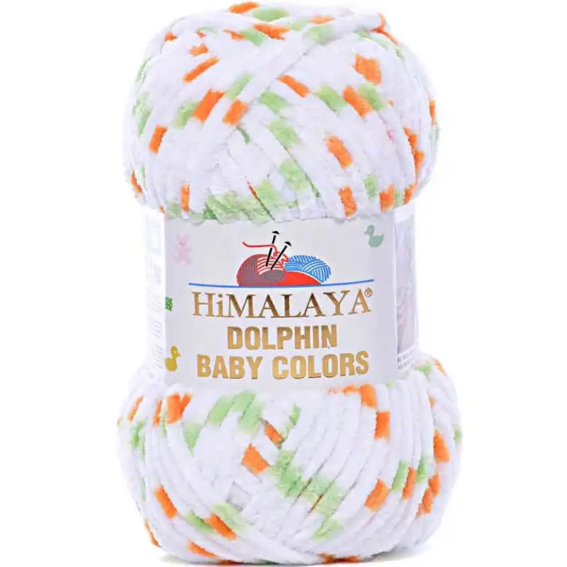 Pletací žinylková příze Dolphin Baby Colors 100 g Varianta: 18 (80401) bílá zelená, Balení: 1 ks