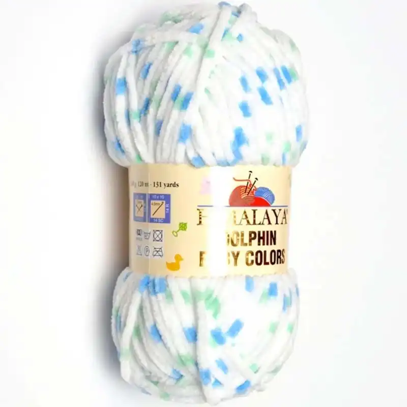 Pletací žinylková příze Dolphin Baby Colors 100 g Varianta: 2 (80409) bílá modrá, Balení: 1 ks