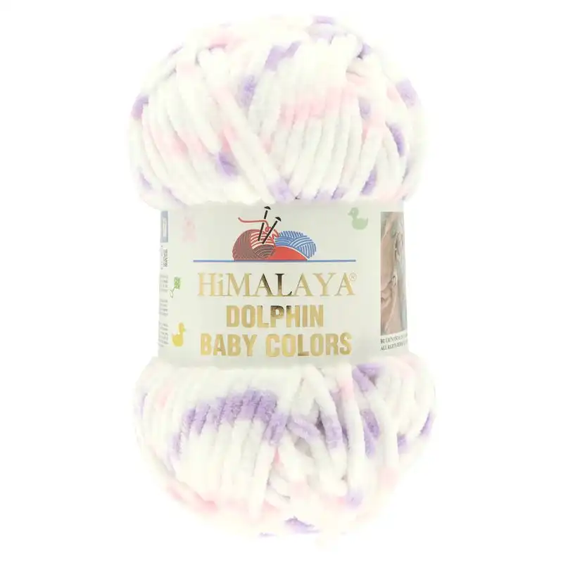 Pletací žinylková příze Dolphin Baby Colors 100 g Varianta: 1 (80410) bílá fialová, Balení: 1 ks