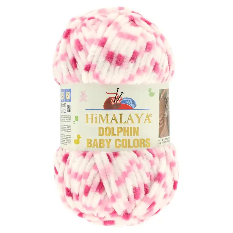Pletací žinylková příze Dolphin Baby Colors 100 g Varianta: 4 (80414) bílá růžová, Balení: 1 ks