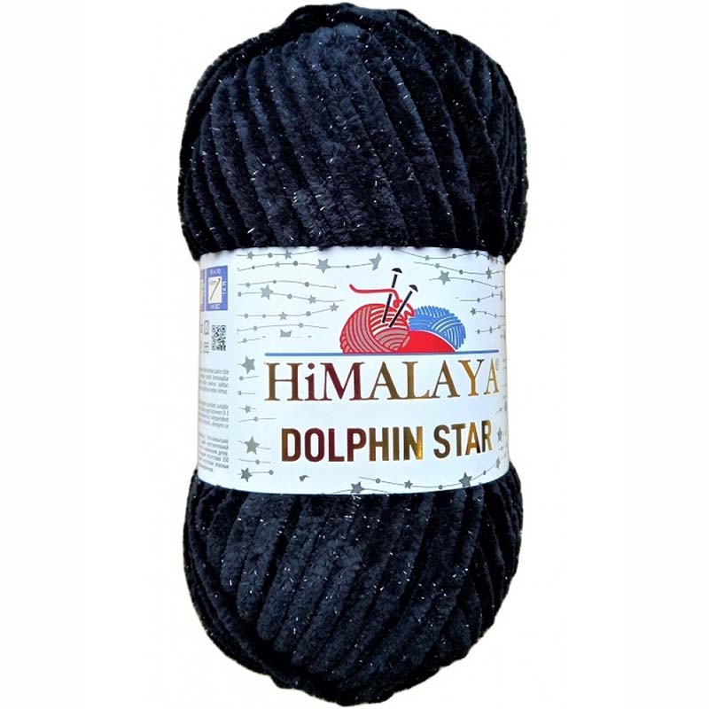 Pletací žinylková příze s lurexovým vláknem Dolphin Star 100 g Varianta: 12 (92111) černá, Balení: 1 ks