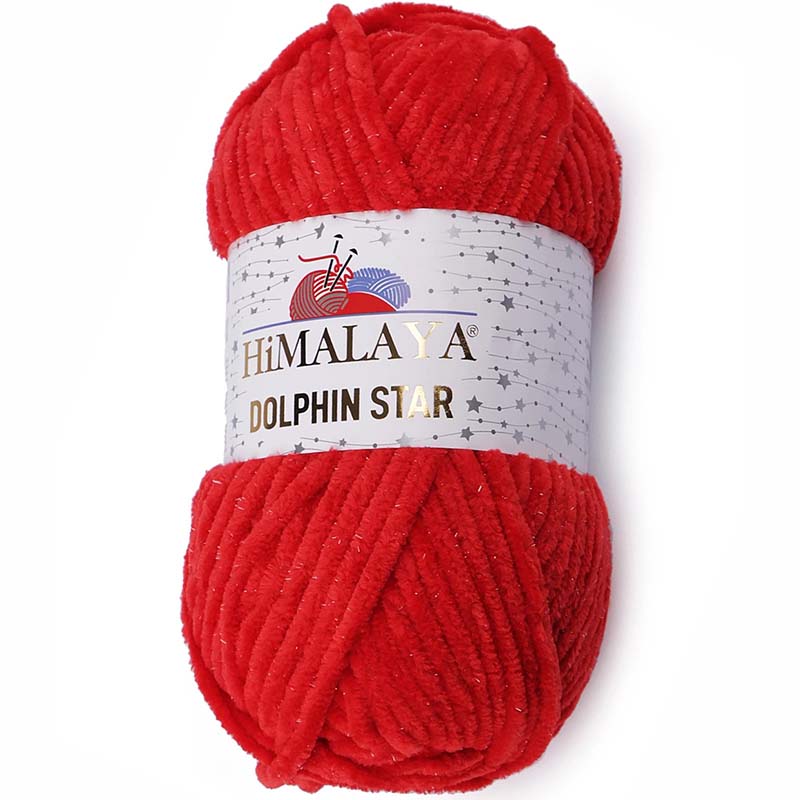 Pletací žinylková příze s lurexovým vláknem Dolphin Star 100 g Varianta: 6 (92118) červená, Balení: 1 ks