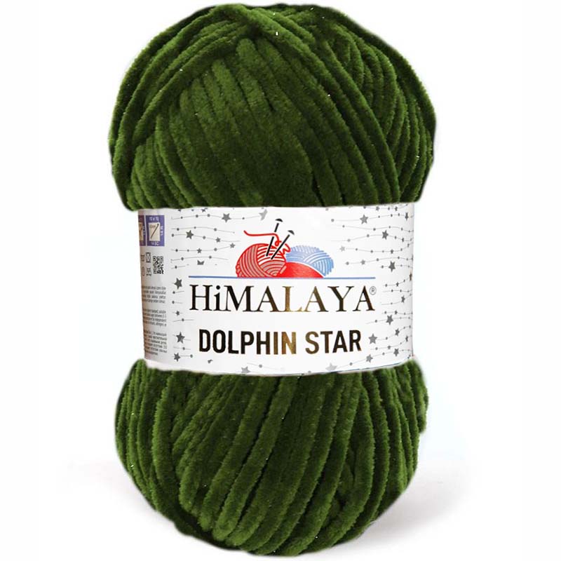Pletací žinylková příze s lurexovým vláknem Dolphin Star 100 g Varianta: 15 (92161) zelená stepní, Balení: 1 ks