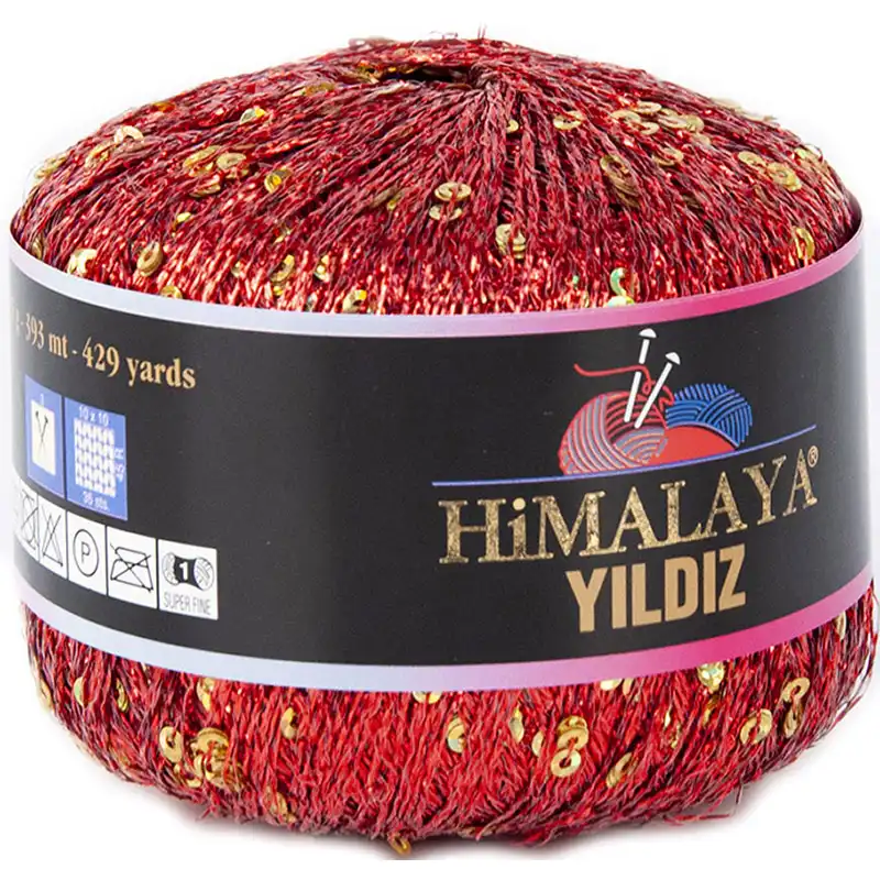 Himalaya Yildiz 58113 Červená se zlatými flitry