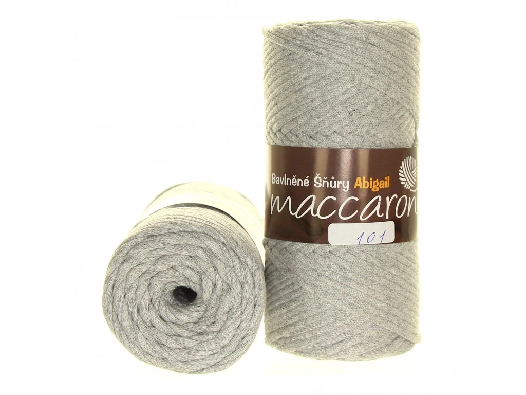 Maccaroni Abigail 3 mm světle šedá
