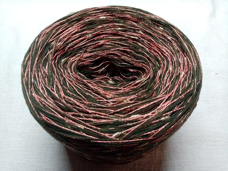 Merino Khaki-lachs-gold 3-nitka 1000m s nopkovou nitkou