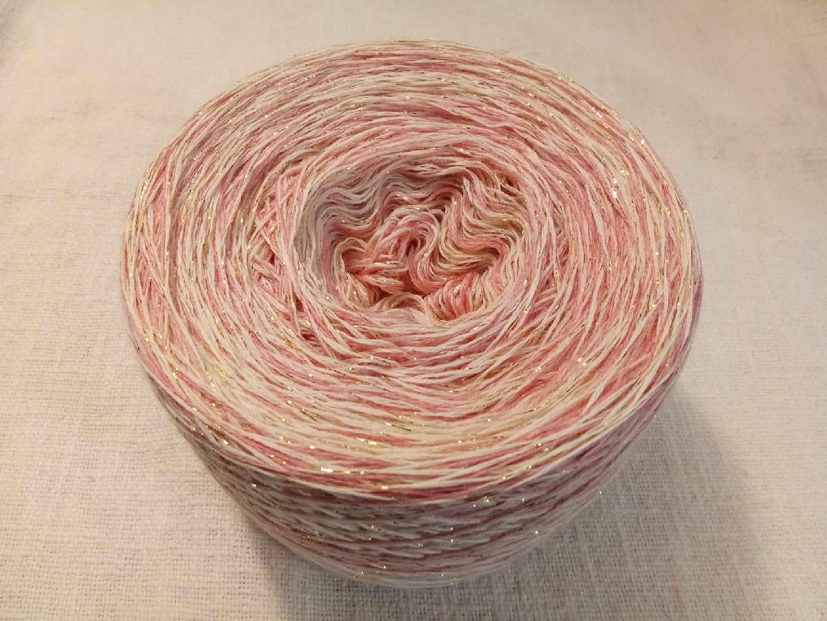 Natur-rosa-gold merino 3-nitka 1000m s lurexovou nitkou