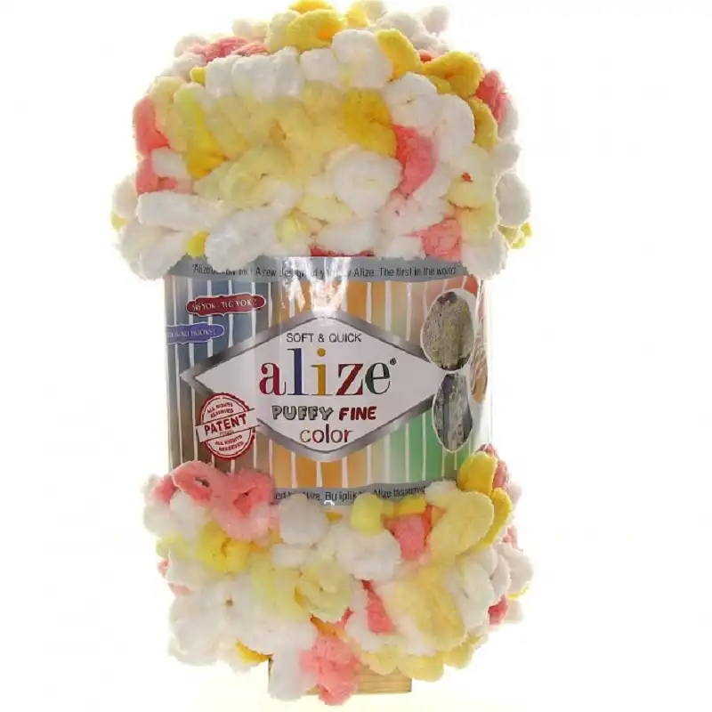 Příze Puffy fine Color 5942 Růžová žlutá