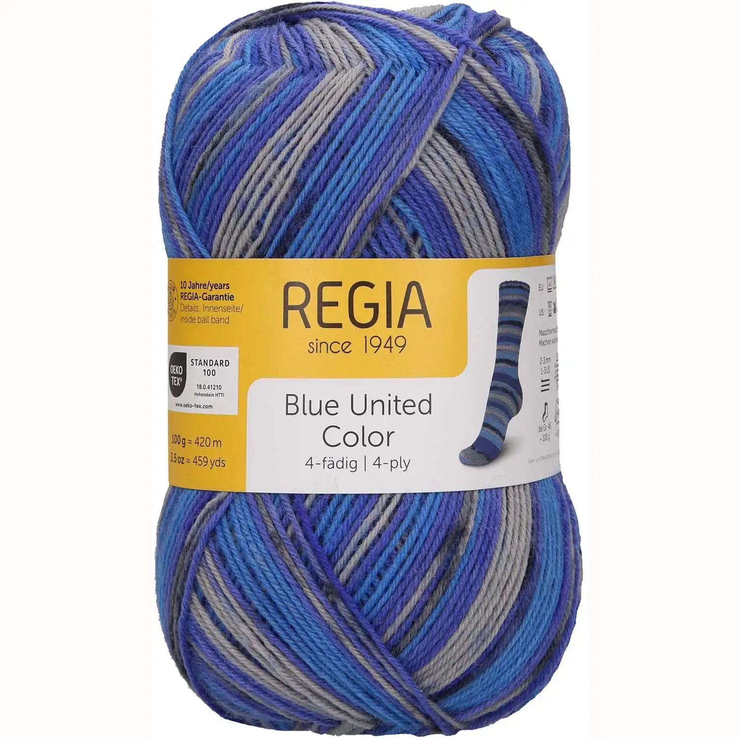 Regia 4-Ply 3221 Blue united Mosaic Blue Color