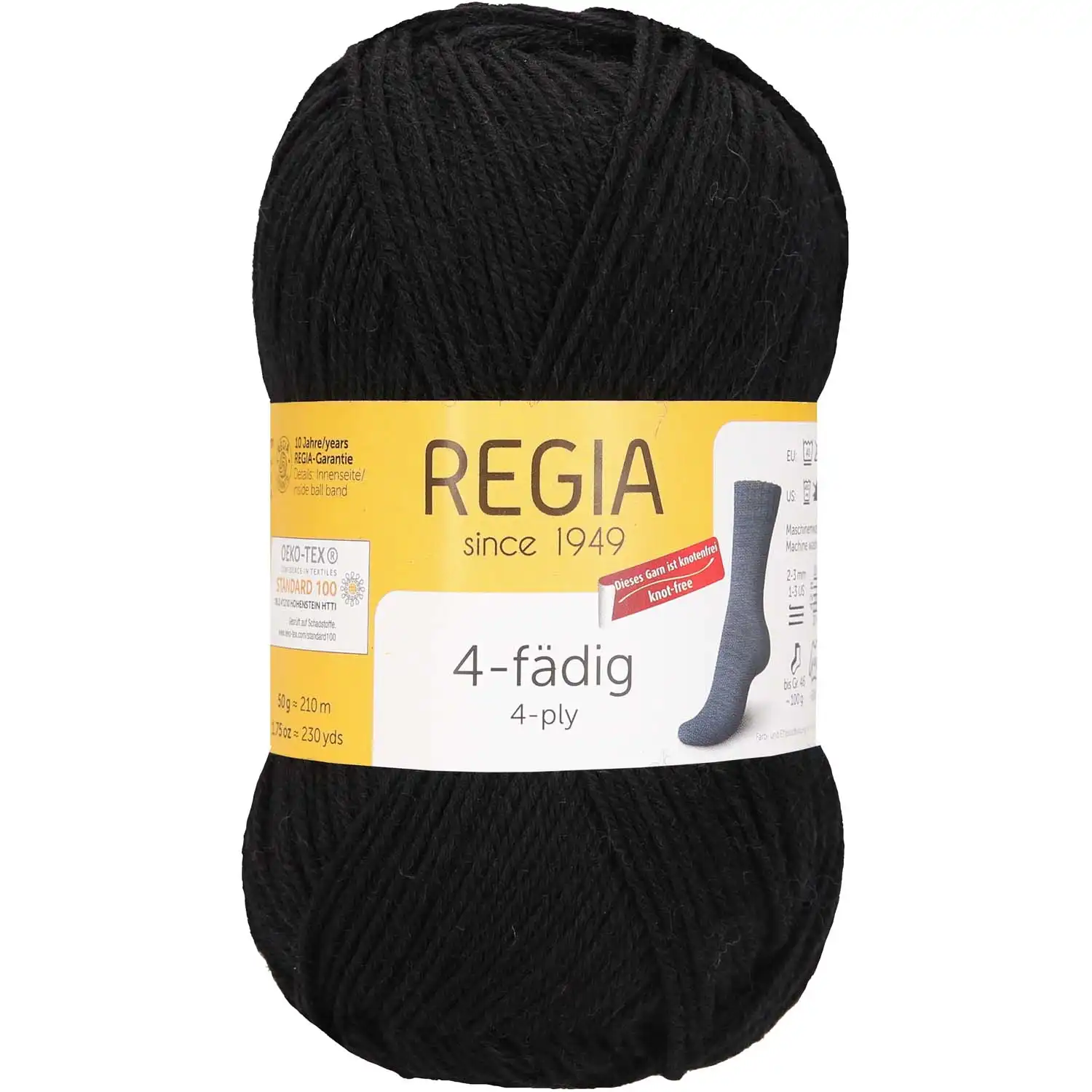Regia 4-Ply Uni 2066 Černá 210m/50g