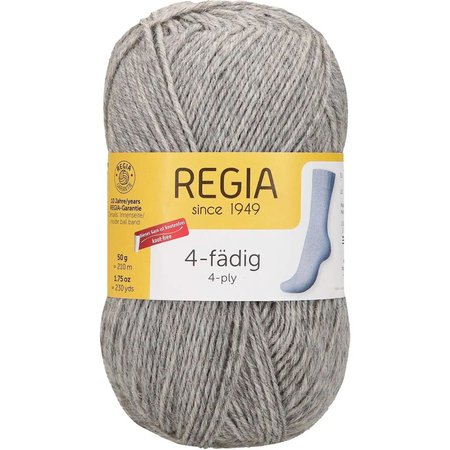 Regia 4-Ply Uni 33 Šedý melír 50g