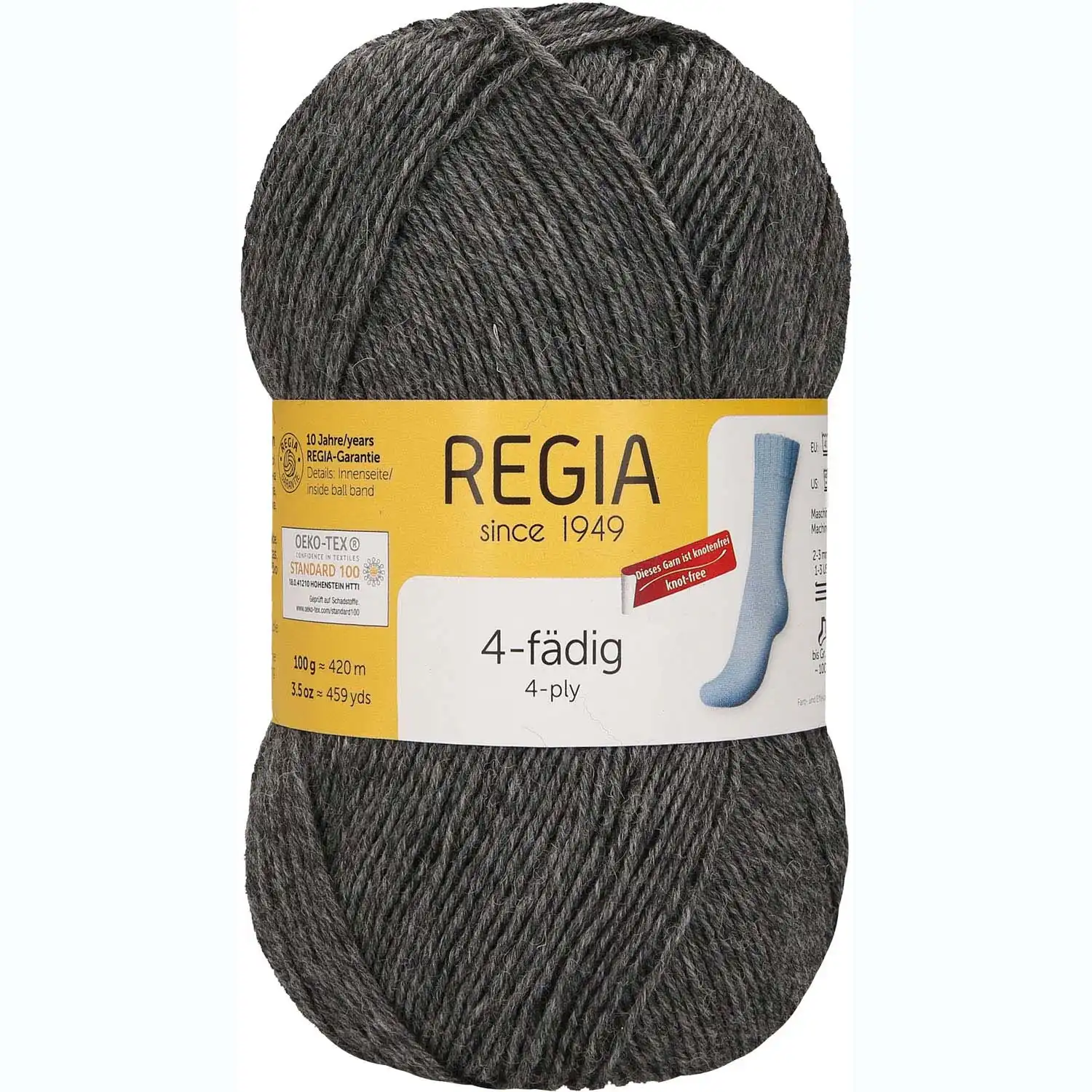 Regia 4-Ply Uni 44 Středně šedý melír