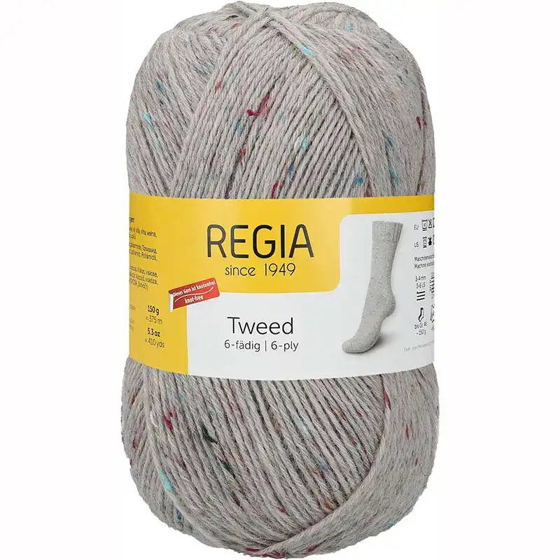 Regia 6-Ply Uni Tweed 90 Hellgrau