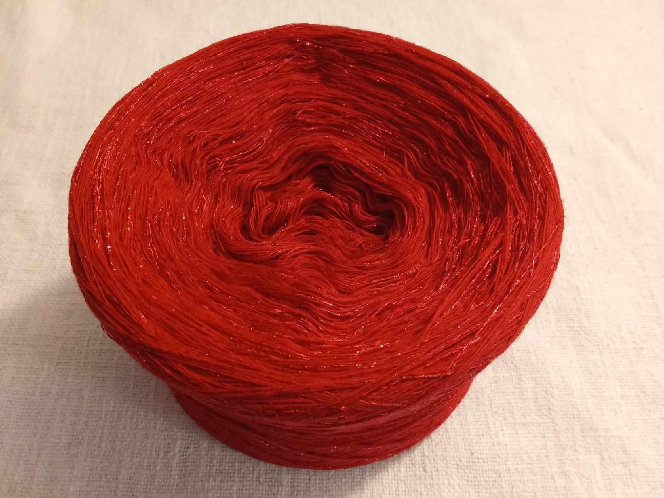 Scarlet Red merino 3-nitka 1000m s lurexovou nitkou