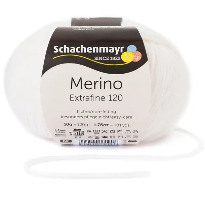 Schachenmayr Merino extrafine 120 Bílá 101